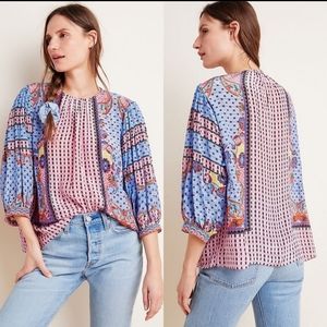 Anthropologie Bhanuni by Jyoti Emilia Beaded Peasant Blouse Size XS